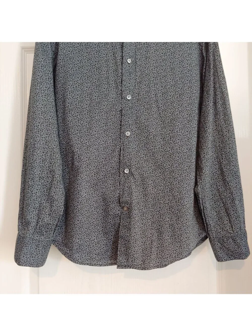 John Varvatos Leaf Print Button Shirt Business Casual Rocker Luxury Designer M